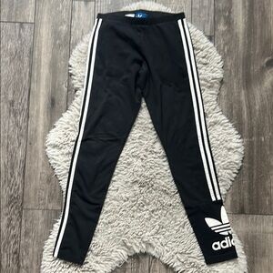 Adidas Black and White Leggings with Iconic Stripes